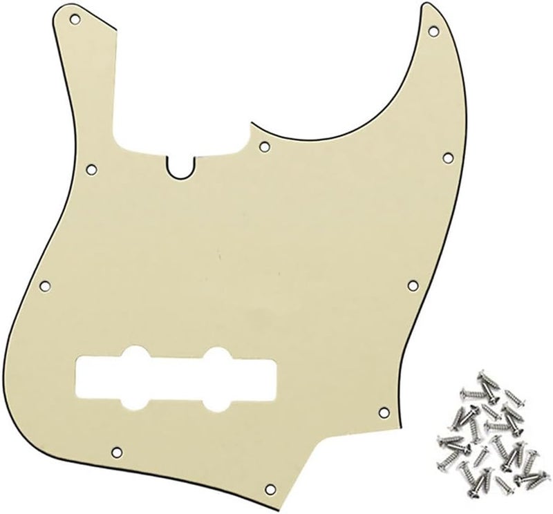 ROZILO Aged White Jazz Bass Pickguard 10 Hole Guitar Pickguard for 4 String Fender Jazz Bass Modern Style - Image 1